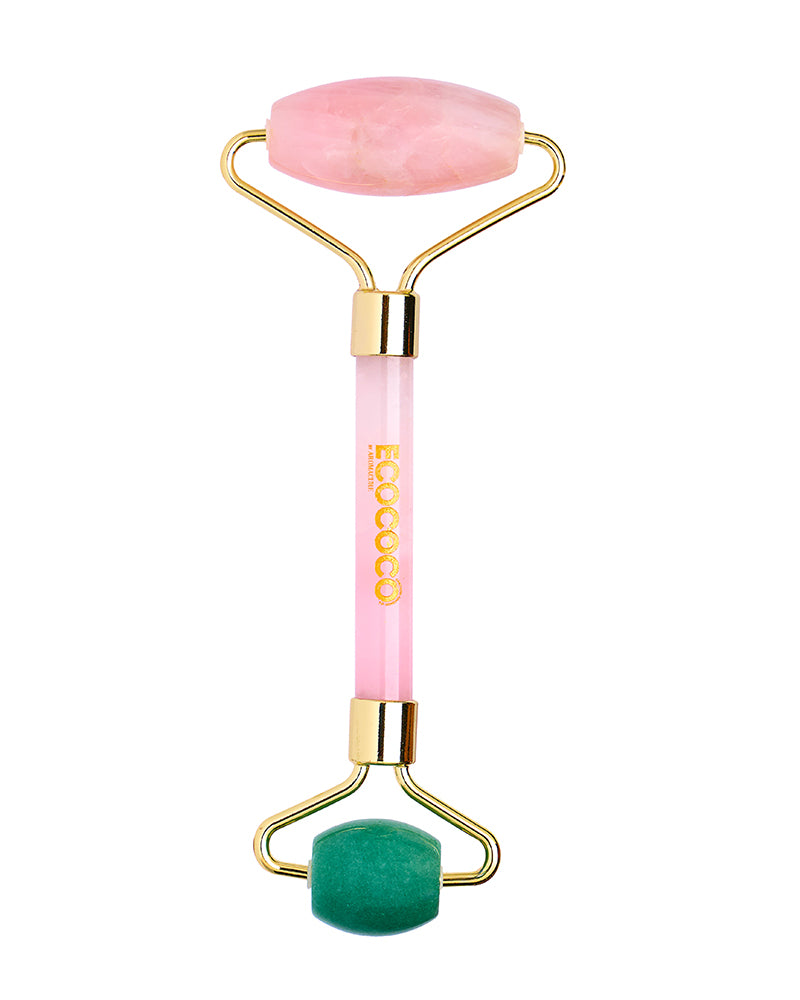 Rose Quartz + Jade Crystal Roller